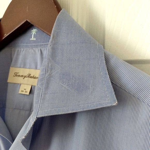 Tommy Bahama Classic Striped Cotton Long Sleeve Button Down Shirt White Blue L - Picture 3 of 15